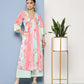 Ahalyaa Women Floral Printed Pleated Gotta Patti Kurta With Palazzos | Swadesiicart