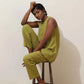 trueBrowns Pear Green Cotton Linen Co-Ord Set - Swadesiicart