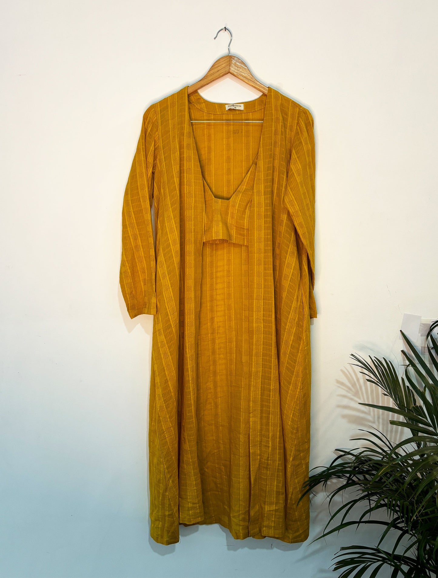 trueBrowns Mustard Jacket Top Pant Set | Swadesiicart