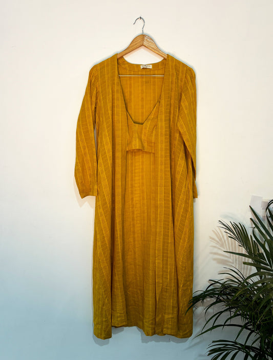 trueBrowns Mustard Jacket Top Pant Set | Swadesiicart