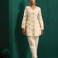 trueBrowns Ivory Peach Cotton V-Neck Co-Ord Set - Swadesiicart