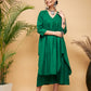 InWeave Women's Forest Green Flared Kurta Palazzo Set - Swadesiicart