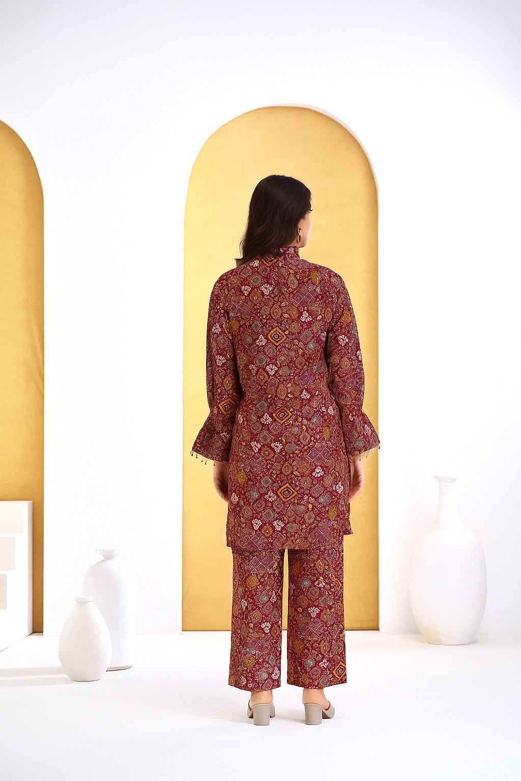 BulBul Pratiksha Red Co-Ord Set - Swadesiicart