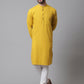 Even Apparels Yellow Pure Cotton Kurta With Band Collar | Swadesiicart