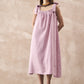 InWeave Dull Pink Linen Round Pleat Bow Dress - Swadesiicart