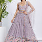 House of Panchhi Burgundy Pure Georgette Sequins And Thread Embroidery Lehenga Choli & Dupatta | Swadesiicart