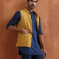 trueBrowns Men's Mustard Cotton Dobby Reversible Nehru Jacket | Swadesiicart