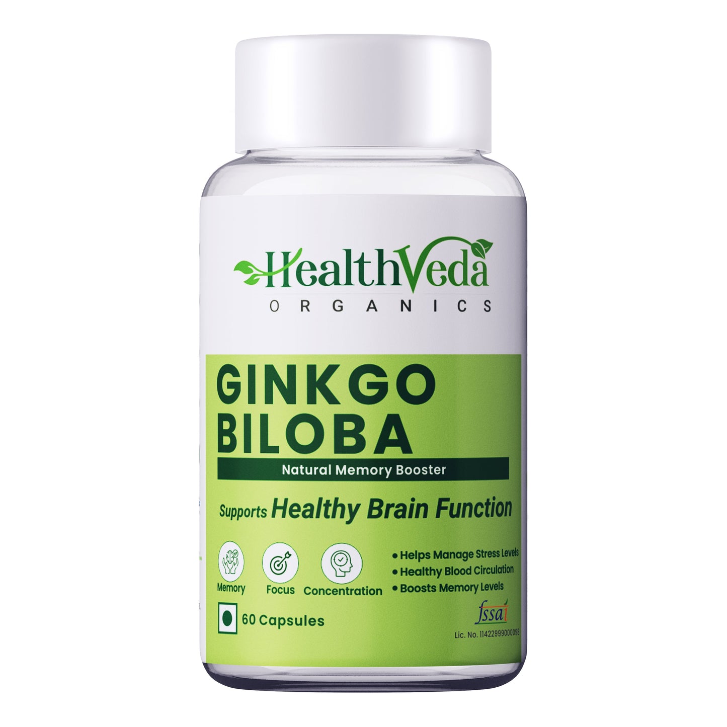 Health Veda Organics Ginkgo Biloba Capsules - Swadesiicart