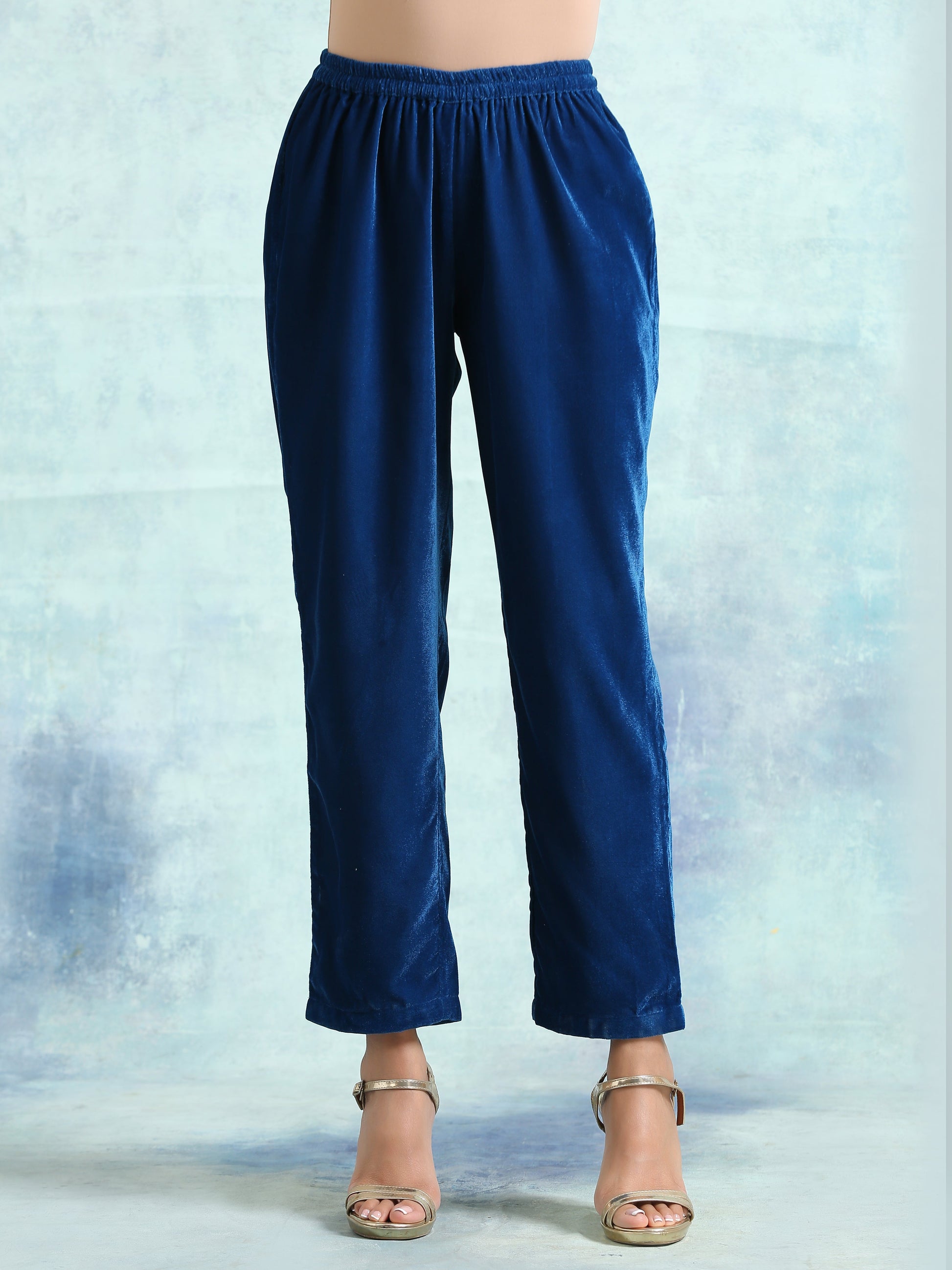 trueBrowns Blue Velvet Pant | Swadesiicart