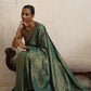 trueBrowns Dark Green Gold Metallic Ready To Wear Saree | Swadesiicart