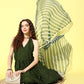 InWeave Women's Green Lace Work Backless Kurta Sharara Set With Lehariya Dupatta - Swadesiicart
