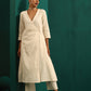 trueBrowns Ivory Tonal Cotton Angrakha Kurta Pant Set | Swadesiicart