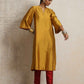 trueBrowns Gold Silk Kurta Set | Swadesiicart