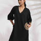trueBrowns Black Cotton Embroidered Dress | Swadesiicart