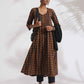 trueBrowns Black Cotton Print Pleated Flared Kurta Set | Swadesiicart