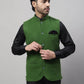 Even Apparels Men's Green Pure Wool Nehru Jacket | Swadesiicart