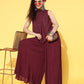 InWeave Women's Maroon Lurex Top With Flared Palazzo - Swadesiicart