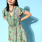 InWeave Women's Soft Green Tiered Short Dress - Swadesiicart