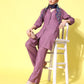 InWeave Women's Mauve Coord Set With Indigo Kalamkari Scarf - Swadesiicart