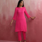 trueBrowns Pink Modal Round Neck Kurta Co-ord Set - Swadesiicart