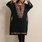 trueBrowns Black Kashmiri Embroidered Woollen Phiran Kurta | Swadesiicart