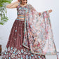 House of Panchhi Rose Gold Pure Georgette Sequins And Thread Embroidery Lehenga Choli & Dupatta | Swadesiicart