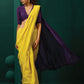 trueBrowns Yellow Purple Muslin Silk Ready to Wear Saree | Swadesiicart