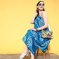InWeave Women's Blue Bandhani Motif One Shoulder Palazzo Set - Swadesiicart