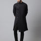 Even Apparels Black Pure Cotton Kurta With Band Collar | Swadesiicart
