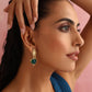trueBrowns Brass Green Stone Abstarct Earrings - Swadesiicart