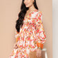 Ahalyaa Floral Printed Tie-Ups Crepe Empire Ethnic Dress | Swadesiicart