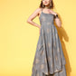 InWeave Women's Grey Gold Strappy Kurta Set - Swadesiicart