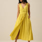 trueBrowns Lime Slub Texture Sleeveless Wrap Dress | Swadesiicart