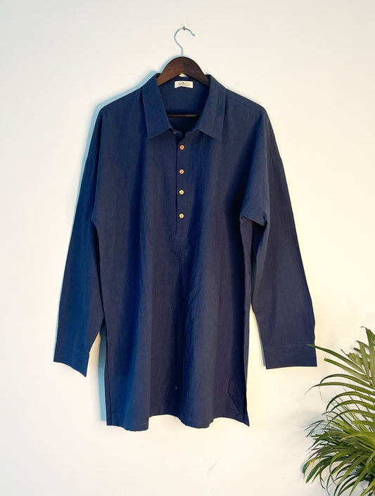 trueBrowns Blue Men's Shirt Kurta | Swadesiicart