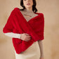 InWeave Women's Cherry Red Long Faux Fur Cape - Swadesiicart