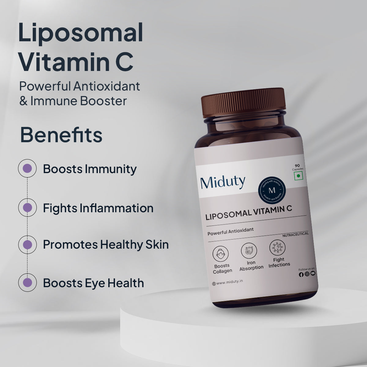 Miduty by Palak Notes Patented Liposomal Vitamin C Capsules - Swadesiicart