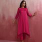 trueBrowns Magenta Highlow Modal Kurta Set | Swadesiicart