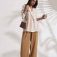 trueBrowns Beige Cotton Stripe Jacket Top Co-ord Set - Swadesiicart