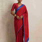 trueBrowns Red Silk Ready To Wear Saree | Swadesiicart