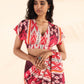 trueBrowns Maroon Muslin Ikat Blouse | Swadesiicart