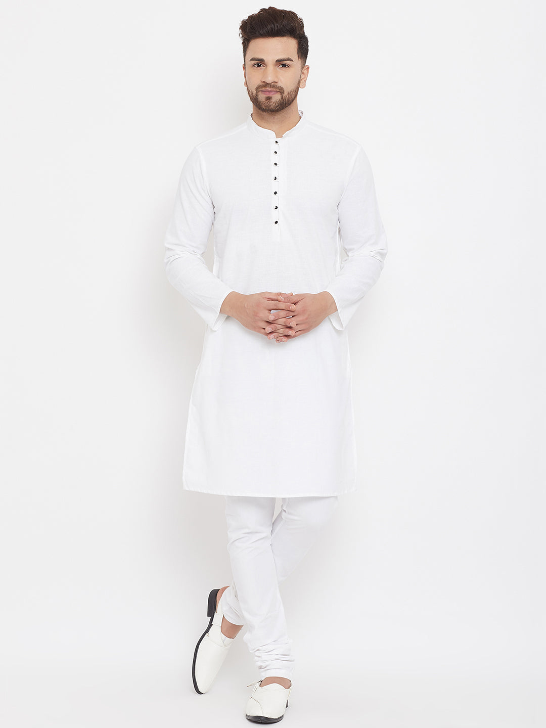 Even Apparels White Pure Cotton Kurta With Band Collar | Swadesiicart