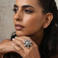 trueBrowns Silver Tone Floral Ring | Swadesiicart