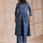 trueBrowns Indigo Dabu Floral Print Cotton Kurta Pant Set | Swadesiicart