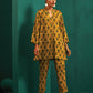 trueBrowns Mustard Flower Stem Muslin Silk Printed Relaxed Co-ord Set - Swadesiicart
