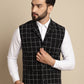 Even Apparels Men's Black Wool Waistcoat with Notched Lapel | Swadesiicart