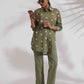 trueBrowns Olive Green Cotton Floral Embroidered Co-ord Set - Swadesiicart