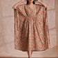 trueBrowns Beige Overall Big Floral Block Print Cotton Kaftan Dress | Swadesiicart