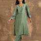 trueBrowns Light Green Bandhani Printed Silk Kurta Pant Set | Swadesiicart