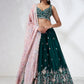 House of Panchhi Teal - Georgette Sequins, Mirror And Thread Embroidery Lehenga Choli | Swadesiicart
