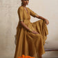 trueBrowns Gold Tissue Flared Anarkali Kurta Set | Swadesiicart